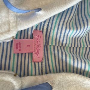 Lilly Pulitzer Womens White Terry Zip Up Sweatshirt